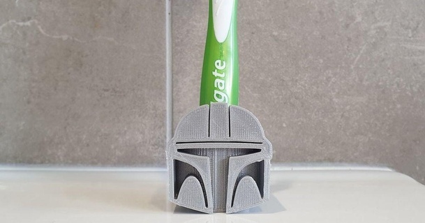mandalorian toothbrush holder 3dprintbunny download free stl model printablescom 3d models household bathroom easy gift nosupport stand 3d print model - Mito3D