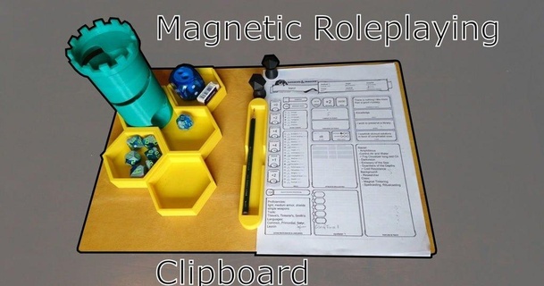 magnético juego rol portapapeles accesorios descargar gratis stl modelo imprimiblescom 3d modelos juguetes juegos tablero bandeja dados dnd imán 3d print model - Mito3D