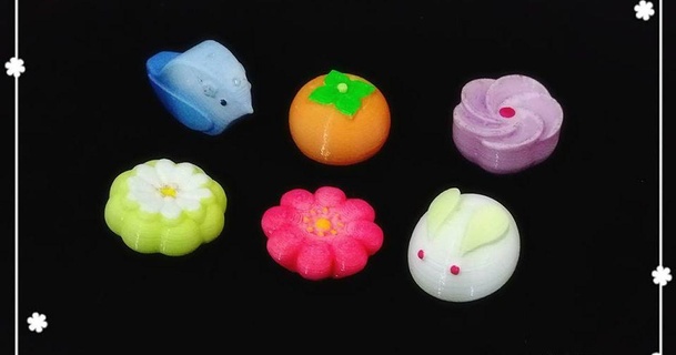 Japonca tatlılar delik 5 türleri 3dp park indir Bedava stl model printablescom 3d modeller Sanat tasarım tasarımlar tatlı moda çiçek meyve 3d print model - Mito3D