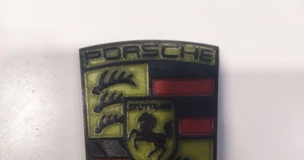 Porsche logo yapmazlar indir Bedava stl model printablescom 3d modeller hobi yapımcılar otomotiv mmu mmu2 mmu2s malzemeli 3d print model - Mito3D