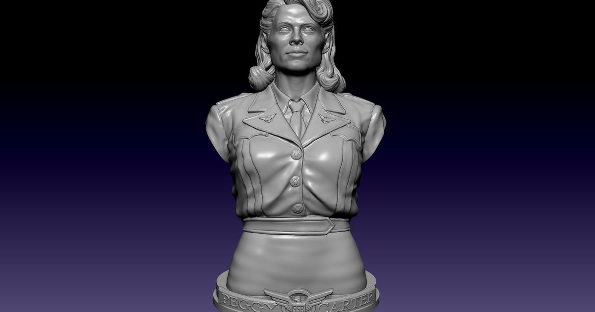 Peggy Carter büst js studio indir Bedava stl model printablescom 3d modeller Sanat tasarım heykeller Yenilmezler hayret heykel 3D print model - Mito3D