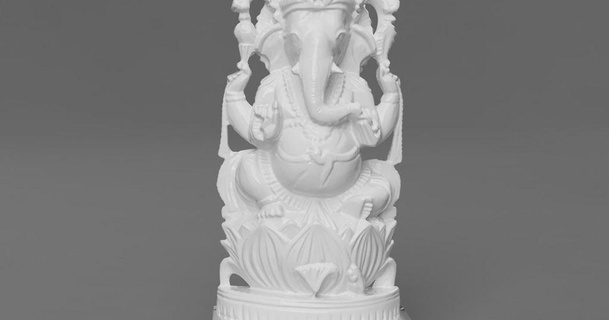 Ganesh Lotus Halbmond Mond Krone Herstellung Götter Indien download frei stl Modell Printablescom 3d Modelle Kunst Design Skulpturen Carving Elefant Ganesha 3d print model - Mito3D