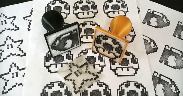 geeky 8bit character rubber stamps charliedrums download free stl model printablescom 3d models art & design 2d plates logos characters stamp 3d print model - Mito3D