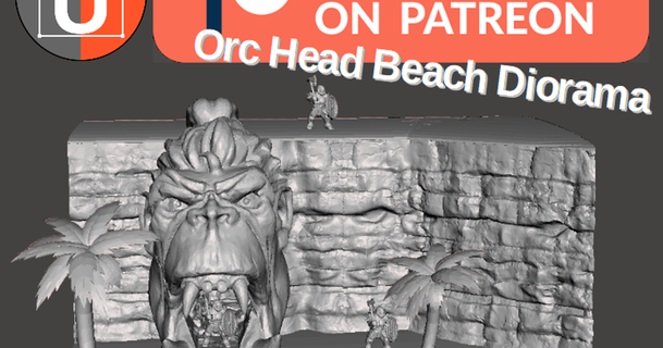 orco testa spiaggia diorama udo 3d mondo Scarica gratuito stl modello printablescom Modelli giocattoli Giochi tavola scogliere fantasia 3d print model - Mito3D