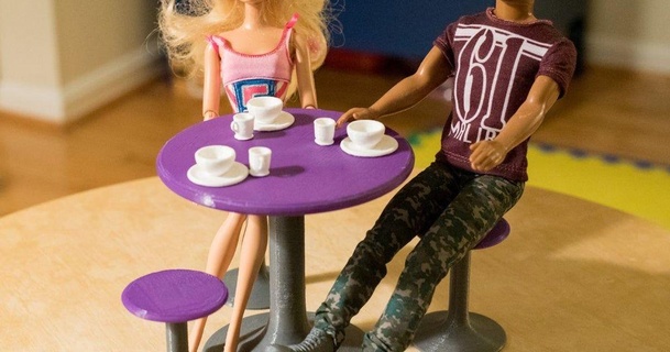 barbie sized play set sometimescake download free stl model printablescom 3d models toys & games action figures statues dollhouse table toy 3d print model - Mito3D