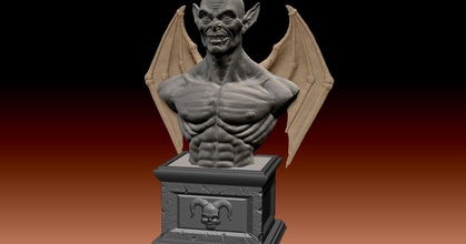 démon buste js studio Télécharger libre stl modèle imprimablescom 3d modèles art conception sculptures Halloween sculpture 3d print model - Mito3D