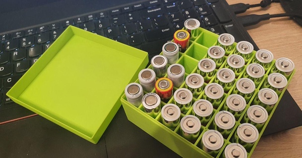 simples aa baterias armazenamento caixa 36pcs morfina baixar livre stl modelo printablescom 3d modelos passatempo fabricantes organizadores Abattery bateria 3d print model - Mito3D