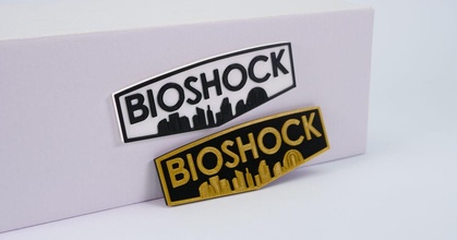 Bioshock Logo Magnet synth3d download frei stl Modell Printablescom 3d Modelle Kunst Design 2d Platten Logos Gaming Spiele Entrückung 3d print model - Mito3D