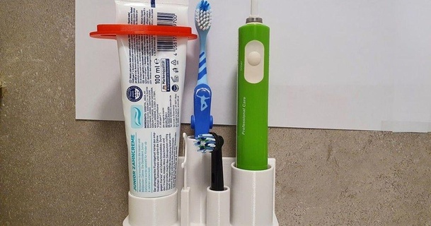 banheiro escova dente organizador tábua suporte Careca baixar livre stl modelo printablescom 3d modelos casa porta dentes pasta tablet 3d print model - Mito3D