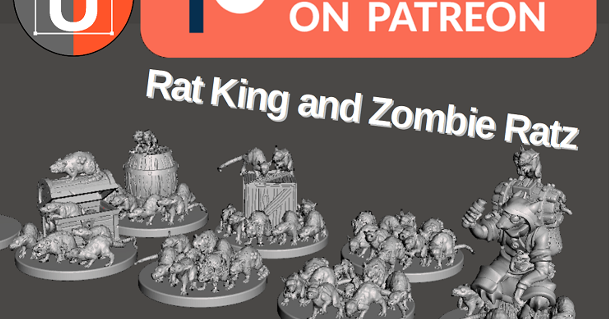 zombicide fantasy rat king zombie ratz udo's 3d world download free stl model printablescom models toys & games board ratking rats zombicideblackplague 3D print model - Mito3D