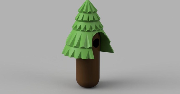 birdbunker birdhouse series - 005 pine tree yvesvo download free stl model printablescom 3d models household outdoor & garden canister gas 3d print model - Mito3D