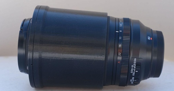 lente capucha Fujifilm xf80mm macro bts diseños descargar gratis stl modelo imprimiblescom 3d modelos artilugio foto vídeo reemplazo 3d print model - Mito3D