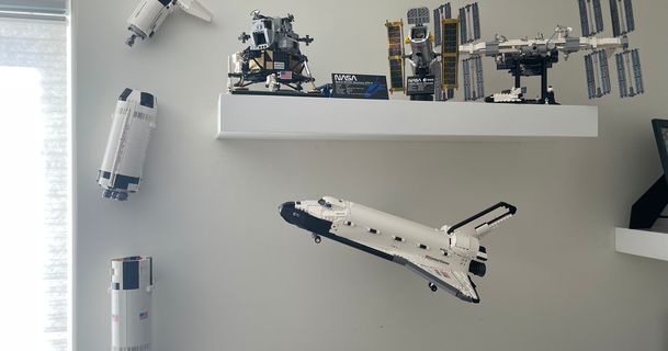 lego discovery space shuttle wall-mount jlevin download free stl model printablescom 3d models art & design wall-mounted legocompatible spaceship 3d print model - Mito3D