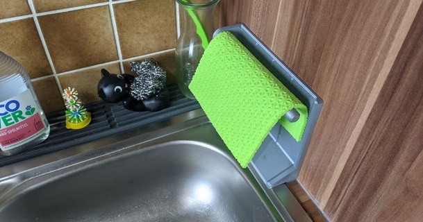 sponge cloth holder 790 download free stl model printablescom 3d models household kitchen 3d print model - Mito3D