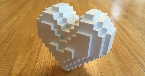 blocky heart gfellows download free stl model printablescom 3d models art & design sculptures openscad cubes dotscad voxels 3d print model - Mito3D
