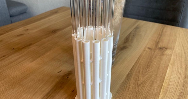 glass drinking straw container x12 geklatscht download free stl model printablescom 3d models household kitchen drinkingstraw strawholder 3d print model - Mito3D
