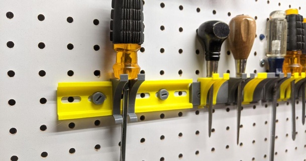 screwdriver tool holder clip din rail kaje download free stl model printablescom 3d models hobby & makers mechanical parts hanger 3d print model - Mito3D