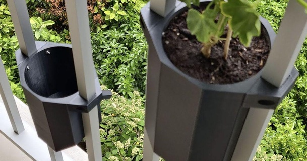 balcony handrail flower pot bitscout download free stl model printablescom 3d models household outdoor & garden flowerpot 3d print model - Mito3D