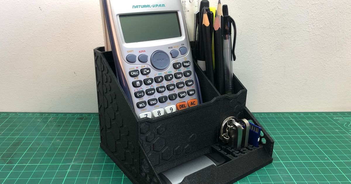 hex desktop organiser ryan1705 download free stl model printablescom 3d models household office desk microsdcard pen penholder 3D print model - Mito3D