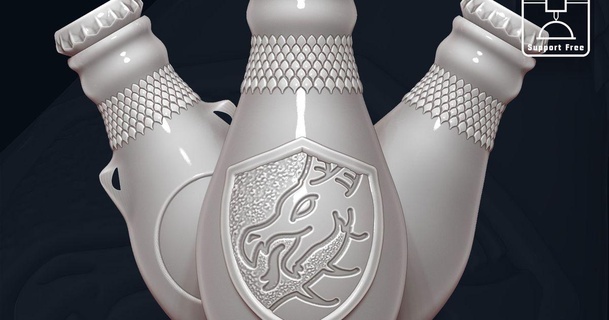 dragon Cola dé bouteille mythique potions brûlé mourant 3d Télécharger libre stl modèle imprimablescom modèles costumes accessoires arsmoriendi3d boîte récipient 3d print model - Mito3D