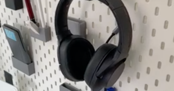 casque musique câble titulaire soutien Ikea skadis milleniumfrog Télécharger libre stl modèle imprimablescom 3d modèles gadgets l'audio écouteurs 3d print model - Mito3D