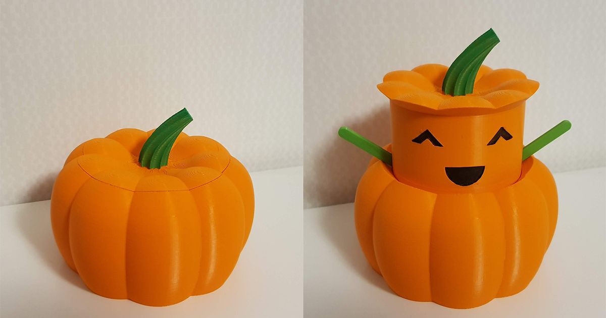 happy pumpkin harald andersson download free stl model printablescom 3d models seasonal designs autumn & halloween popup toy 3D print model - Mito3D