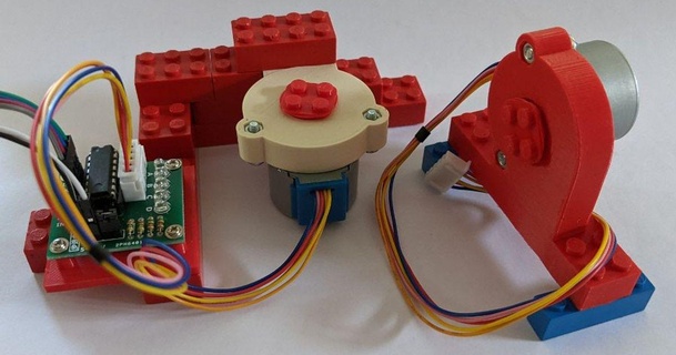 stepper motor controlador Lego + duplo conectores geoff uk baixar livre stl modelo printablescom 3d modelos passatempo fabricantes rc robótica criação digital duplocompatível legocompatível Raspberry Pi 3d print model - Mito3D