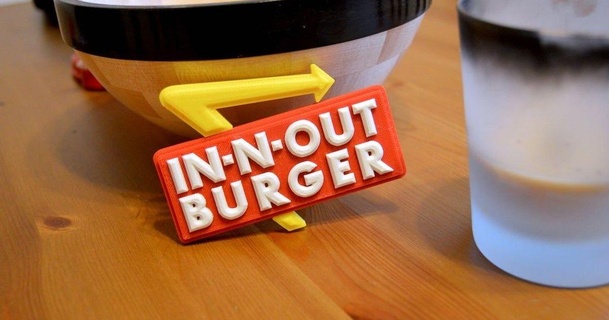 miniature in-n-out sign thenewhobbyist download free stl model printablescom 3d models art & design 2d plates logos cheeseburger doubledouble fastfood hamburger innout 3d print model - Mito3D