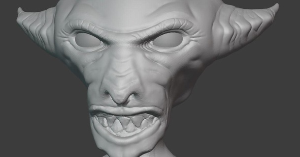 monster head weichnudel download free stl model printablescom 3d models art & design sculptures alien angry bust horns 3d print model - Mito3D