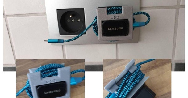 USB bobine chargeur samsung v2 makerronald Télécharger libre stl modèle imprimablescom 3d modèles gadgets portable dispositifs câble adaptateur secteur source courant 3d print model - Mito3D