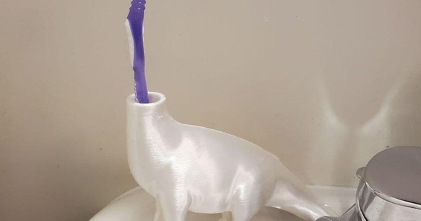 dinosaure brosse dents titulaire soutien fusionné gentil animal Télécharger libre stl modèle imprimablescom 3d modèles Ménage salle bains organisateur bain 3d print model - Mito3D