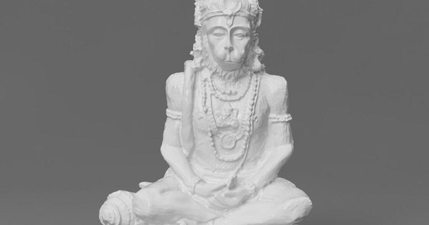 Hanuman meditando Deuses Índia baixar livre stl modelo printablescom 3d modelos arte Projeto esculturas hindu hinduísmo indiano 3d print model - Mito3D