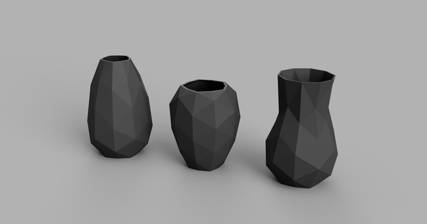 3 poly vases thyraz Télécharger libre stl modèle imprimablescom 3d modèles Ménage décor lowpoly spirale vase vasemode 3d print model - Mito3D