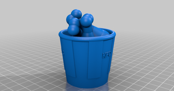 kfc bucket gur download free stl model printablescom 3d models toys & games action figures statues fried chicken kentucky 3d print model - Mito3D