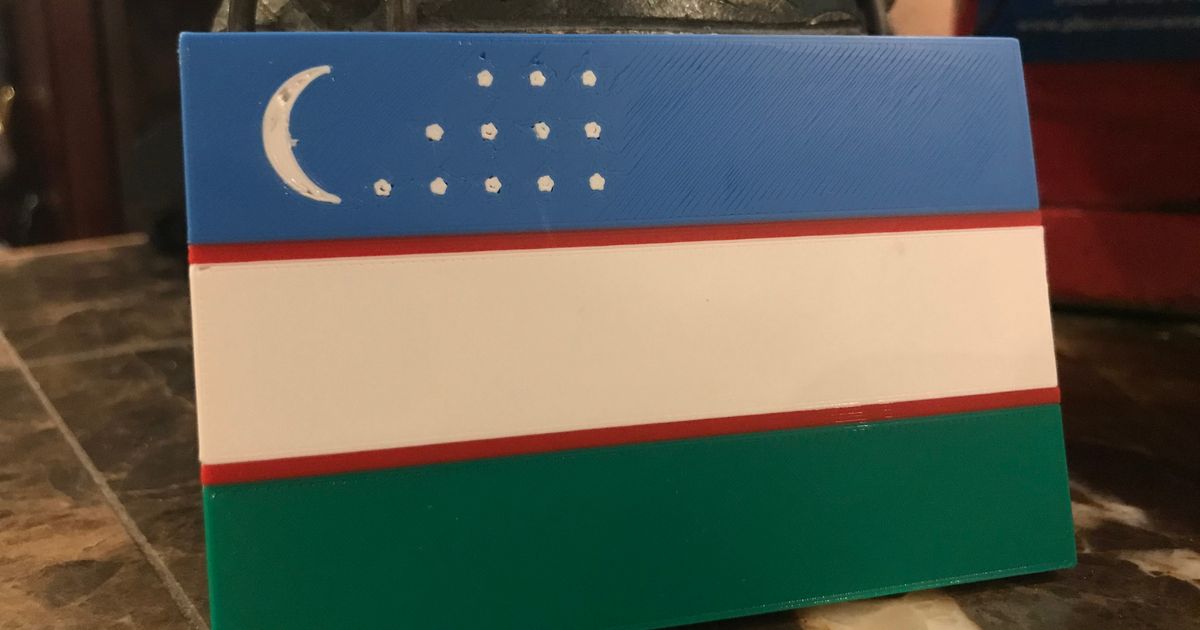 uzbekistan flag asllexicon download free stl model printablescom 3d models art & design 2d plates logos olsen prusa starlabs3d 3D print model - Mito3D