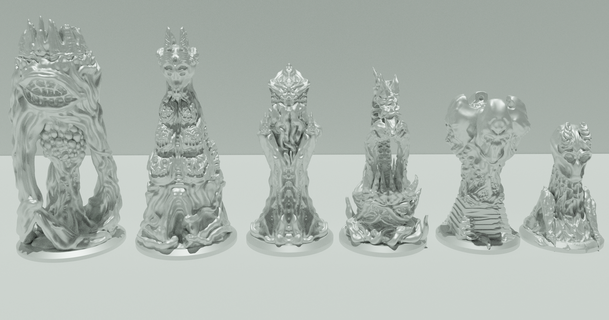 lovecraft chess set v2 enan1 download free stl model printablescom 3d models toys & games board chesspieces chessset creature cthulhu 3d print model - Mito3D