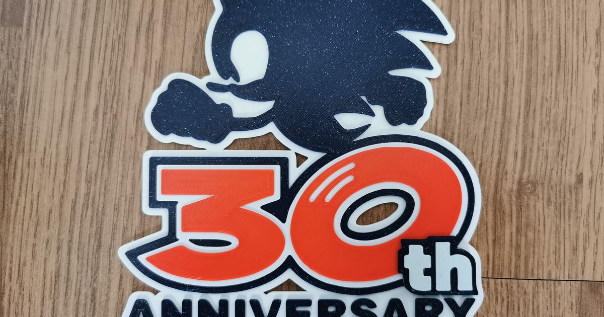 sonico riccio 30th anniversario logo insolito stampa Scarica gratuito stl modello printablescom 3d Modelli arte design 2d piatti loghi giochi megadrive sega segagenesi Sonic 3D print model - Mito3D