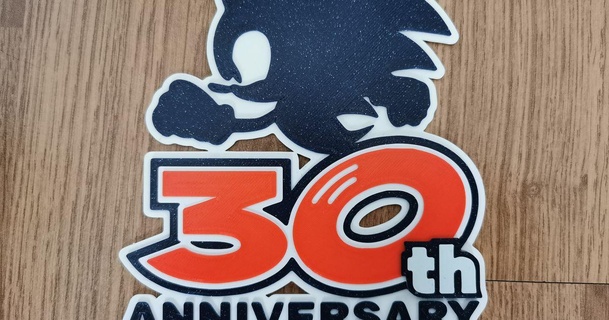 Sonic erizo 30th aniversario logo excéntrico impresión descargar gratis stl modelo imprimiblescom 3d modelos Arte diseño 2d platos logos juego azar megadrive sega segagénesis 3d print model - Mito3D