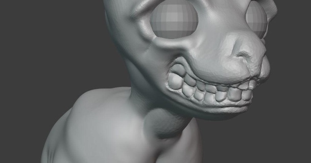 chien créature nouille molle Télécharger libre stl modèle imprimablescom 3d modèles art conception sculptures sourire monstre dents 3d print model - Mito3D