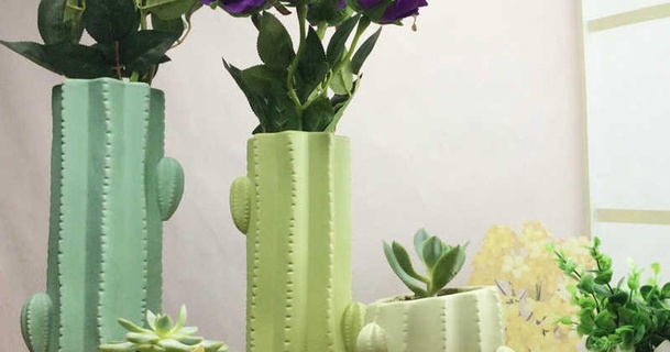 cactus fioriera pentola 3d Stampa muffa Scarica gratuito stl modello printablescom Modelli domestico all'aperto giardino vaso piante d'appartamento 3d print model - Mito3D