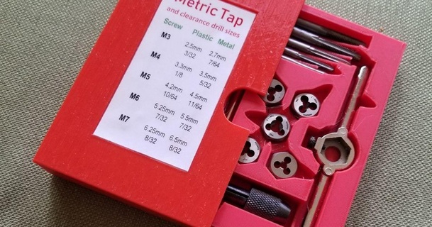 metric tap die case jimbo70 download free stl model printablescom 3d models hobby & makers tools toolbox toolholder toolstorage 3d print model - Mito3D