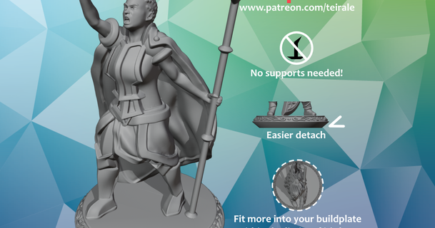 fighter - female supports needed teirale download free stl model printablescom 3d models toys & games rpg figures dnd dndminiature mini miniature nosupportneeded 3d print model - Mito3D