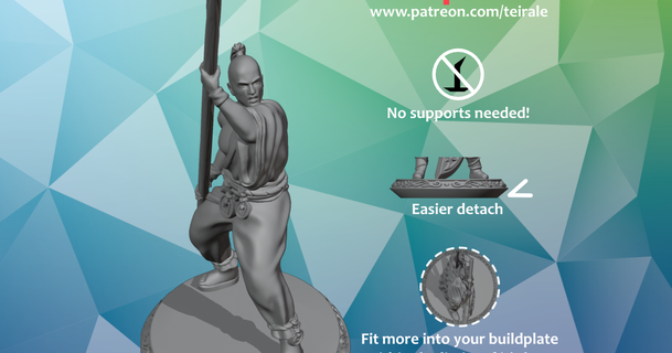 monk - male supports needed teirale download free stl model printablescom 3d models toys & games rpg figures dnd dndminiature mini miniature nosupportneeded 3d print model - Mito3D