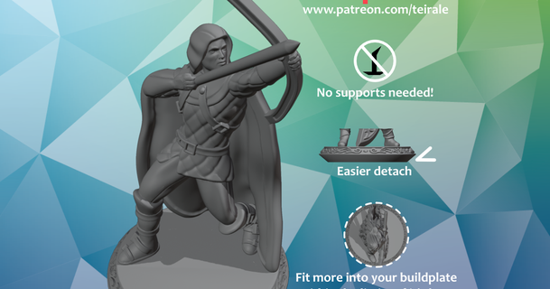 ranger - male supports needed teirale download free stl model printablescom 3d models toys & games rpg figures dnd dndminiature mini miniature nosupportneeded 3d print model - Mito3D