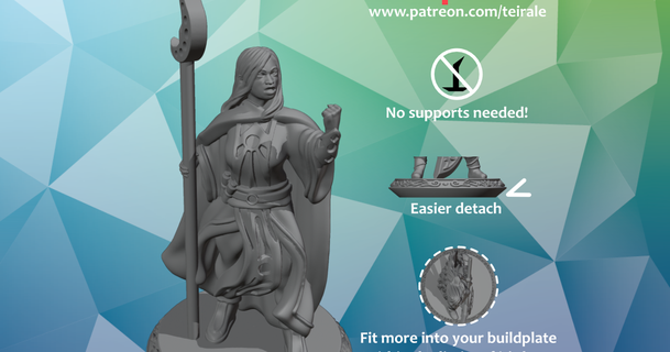 sorcerer - female supports needed teirale download free stl model printablescom 3d models toys & games rpg figures dnd dndminiature mini miniature nosupportneeded 3d print model - Mito3D