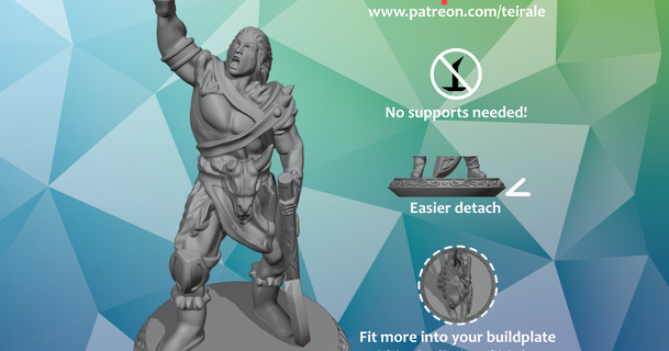 barbarian - male supports needed teirale download free stl model printablescom 3d models toys & games rpg figures dnd dndminiature mini miniature nosupportneeded 3d print model - Mito3D