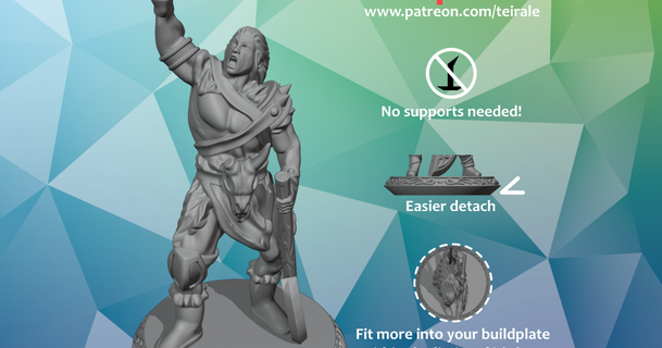 barbaro maschio supporti necessario baracca Scarica gratuito stl modello printablescom 3d Modelli giocattoli Giochi rpg figure dnd dndminiature mini miniatura non è 3d print model - Mito3D