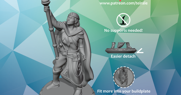 cleric - female supports needed teirale download free stl model printablescom 3d models toys & games rpg figures dnd dndminiature mini miniature nosupportneeded 3d print model - Mito3D
