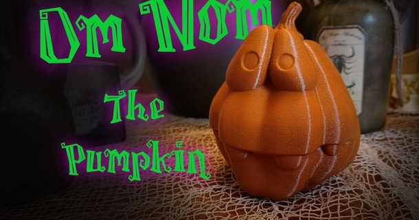 om nom calabaza bugman 140 descargar gratis stl modelo imprimiblescom 3d modelos estacional diseños otoño Víspera Santos lindo decoración soporte cero 3d print model - Mito3D