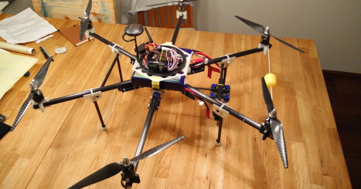 hexacopter multicopter 3d printed lowres download free stl model printablescom models hobby & makers rc robotics 3D print model - Mito3D